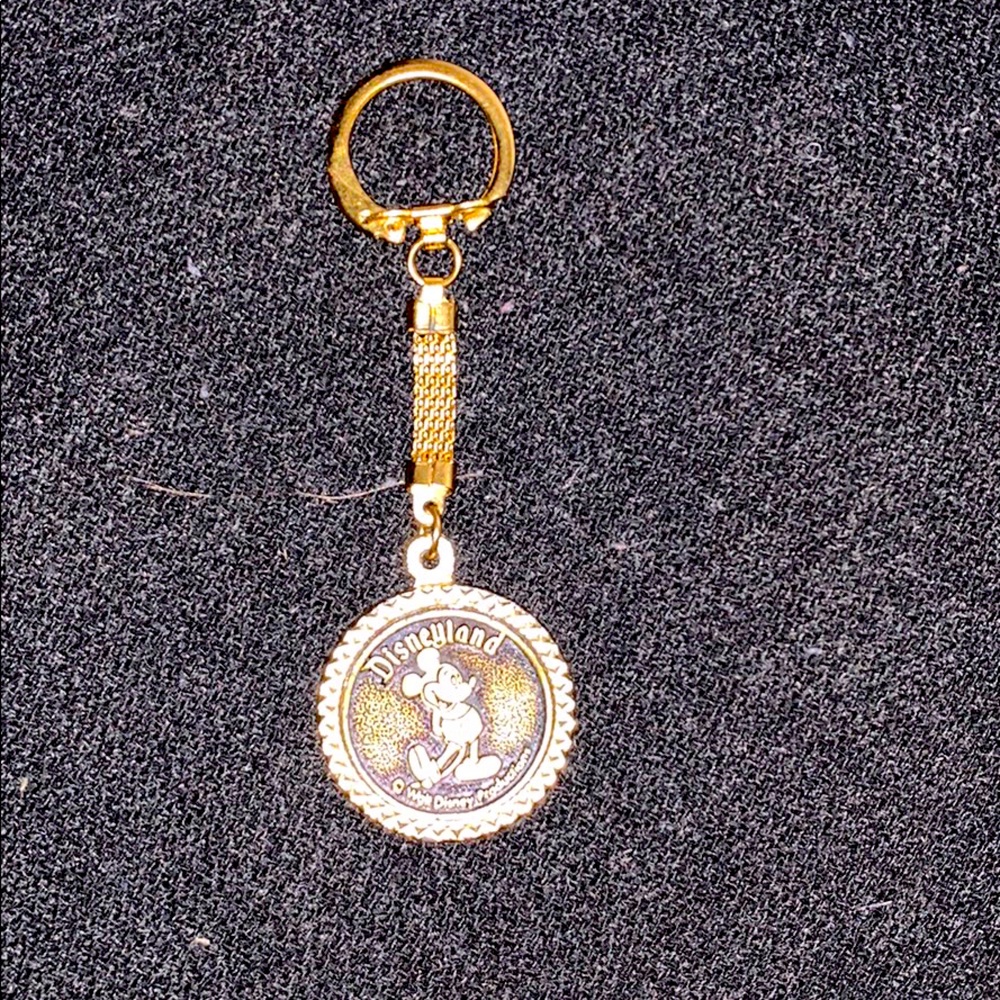 VINTAGE Walt Disney Keychain Fob Gold